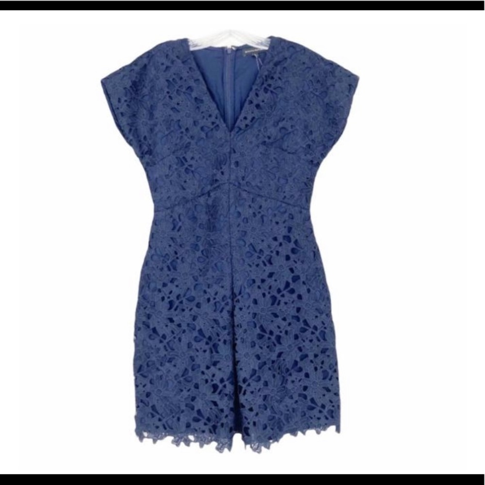 Banana Republic Navy Blue Lace Crochet Flower V-neck Cocktail Dress, Size 10